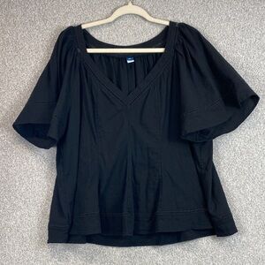 Old Navy boho blouse XXL loose fit v-neck flutter sleeve cottagecore whimsigoth